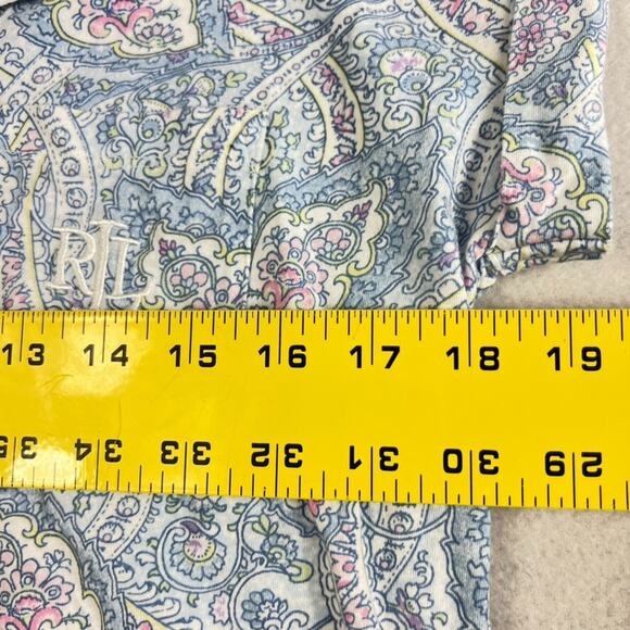 Lauren Ralph Lauren Pajama Shirt Women's Size Small Blue Button Up Collared - Picture 3 of 10